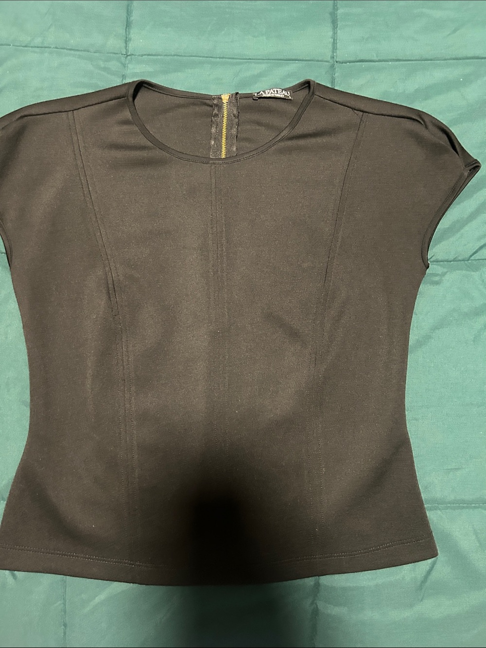 Lafayette 148 New York Black Short Sleeve Crewneck Top